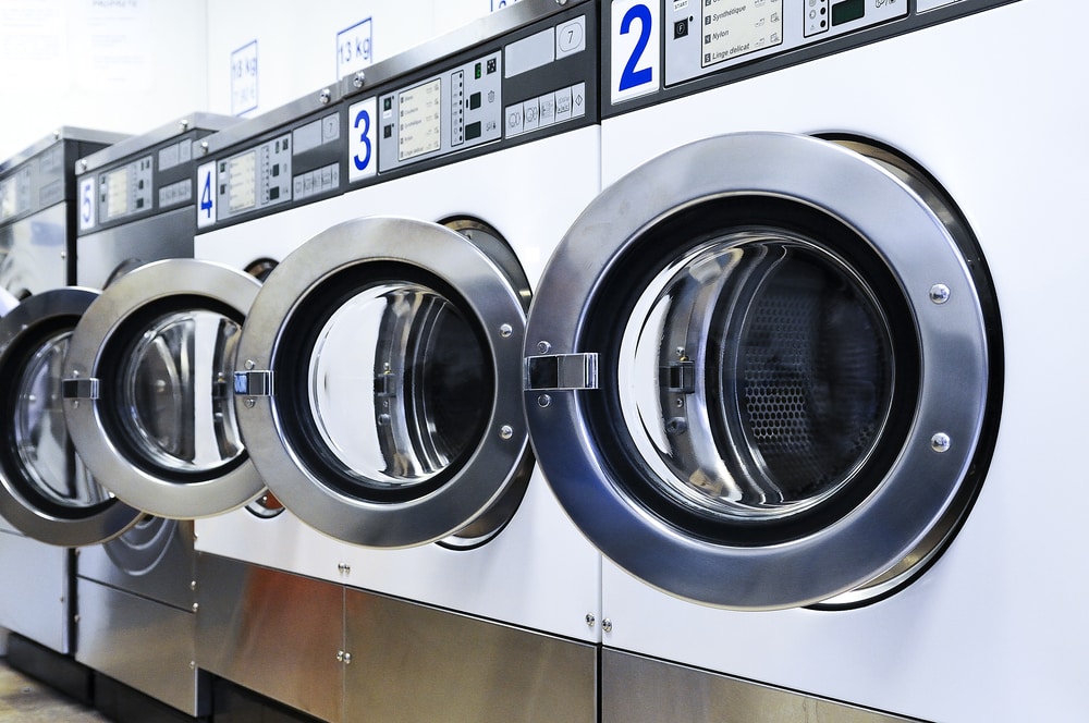 Row of washers in a laundromat